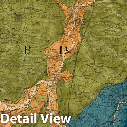 Historic Map : Great Britain, Geologic Atlas Map, 52. Bedford, SE Quad. 1868 , Vintage Wall Art