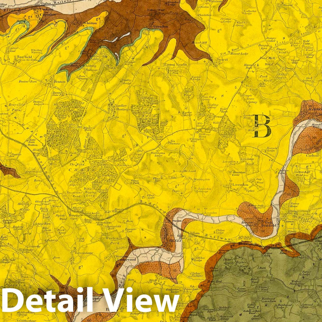 Historic Map : Geologic Atlas Map, 52. Northampton, Bedford, SW Quad. 1891 - Vintage Wall Art