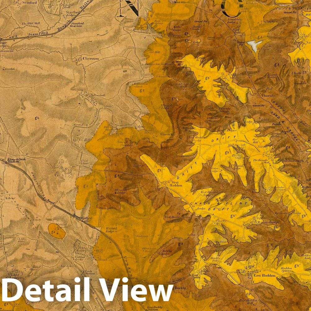 Historic Map : Geologic Atlas Map, 53. Watford Gap, Daventry (Daventree), NE Quad. 1890 - Vintage Wall Art