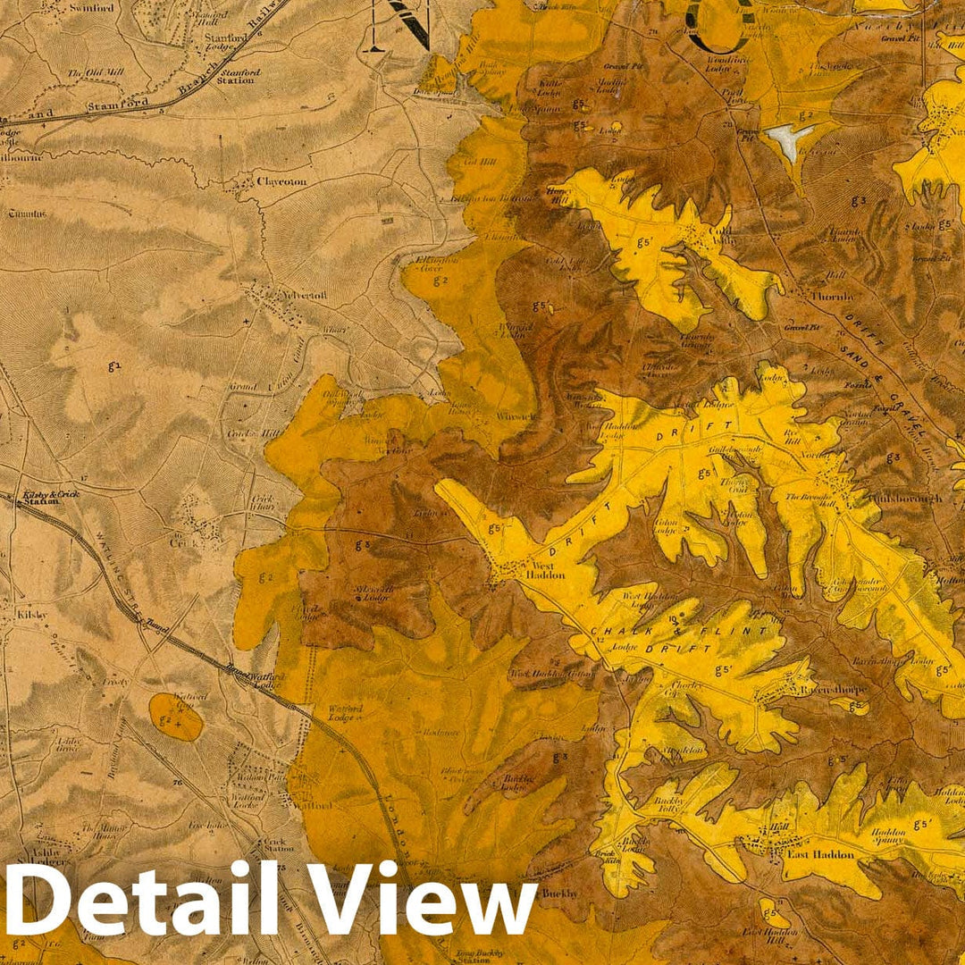 Historic Map : Geologic Atlas Map, 53. Watford Gap, Daventry (Daventree), NE Quad. 1890 - Vintage Wall Art