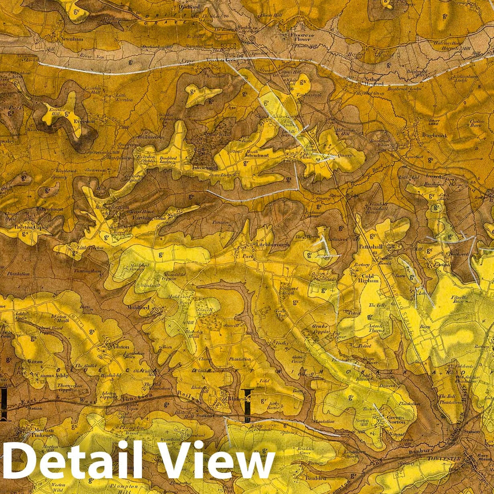 Historic Map : Geologic Atlas Map, 53. Towcester, Daventry (Daventree), SE Quad. 1880 - Vintage Wall Art