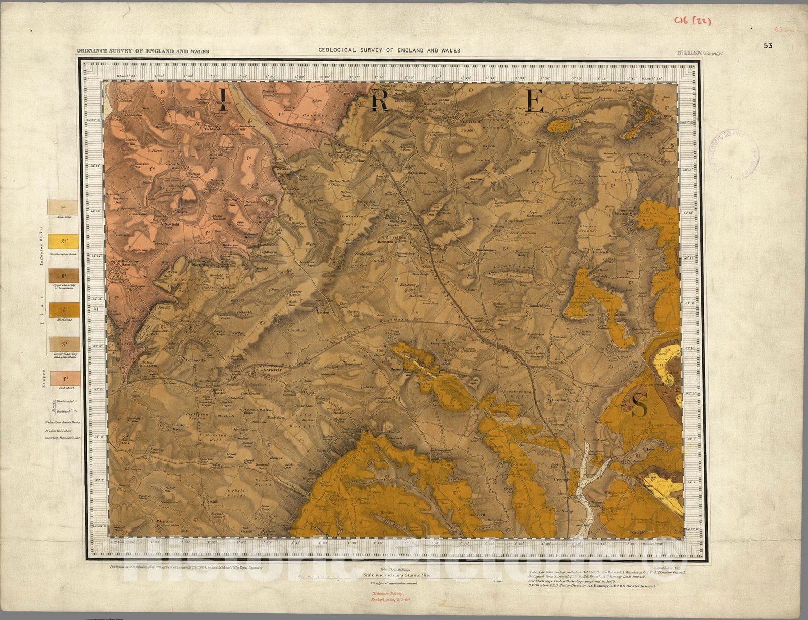 Historic Map : Geologic Atlas Map, 53. Daventry (Daventree), SW Quad. 1880 - Vintage Wall Art