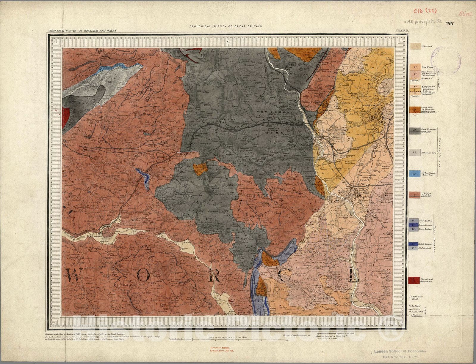 Historic Map : Geologic Atlas Map, 55. Kidderminster, Leominster, NE Quad. 1884 - Vintage Wall Art