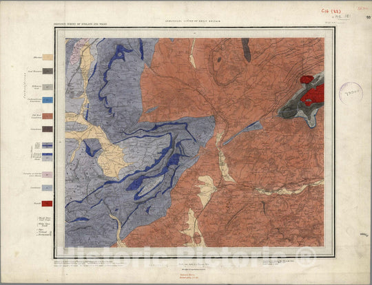 Historic Map : Geologic Atlas Map, 55. Ludlow, Leominster, NW Quad. 1884 - Vintage Wall Art