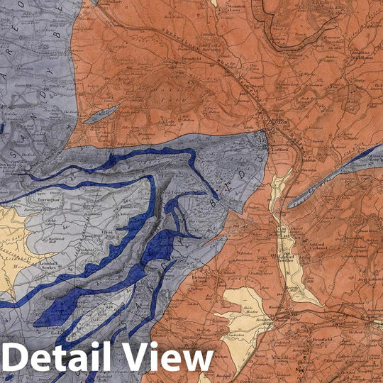 Historic Map : Geologic Atlas Map, 55. Ludlow, Leominster, NW Quad. 1884 - Vintage Wall Art