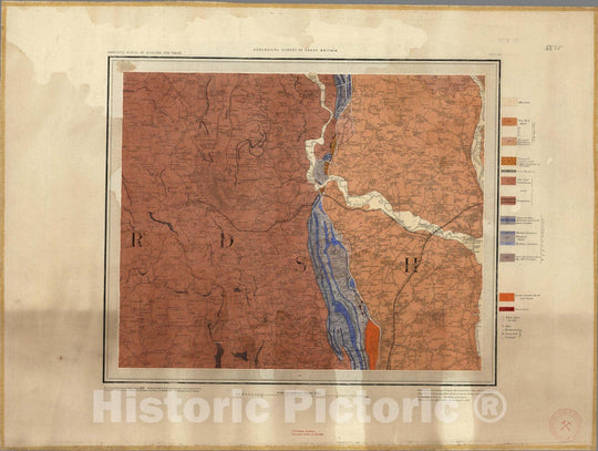 Historic Map : Geologic Atlas Map, 55. Malvern, Leominster, SE Quad. 1884 - Vintage Wall Art