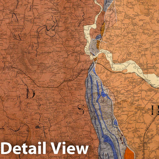 Historic Map : Geologic Atlas Map, 55. Malvern, Leominster, SE Quad. 1884 - Vintage Wall Art