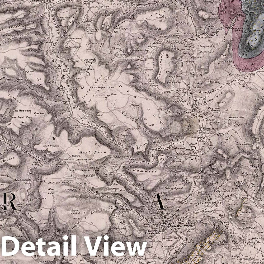 Historic Map : Geologic Atlas Map, 56. Rhayader, Radnor, NW Quad. 1850 - Vintage Wall Art