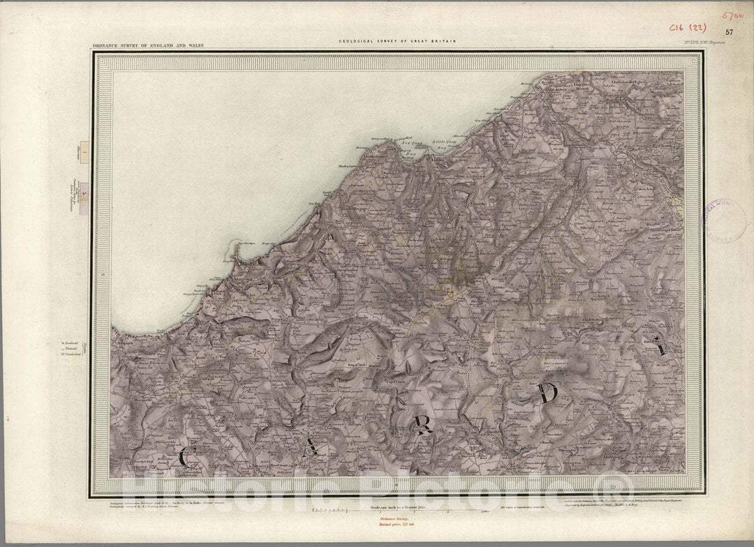 Historic Map : Geologic Atlas Map, 57. Tregaron, SW Quad. 1848 - Vintage Wall Art