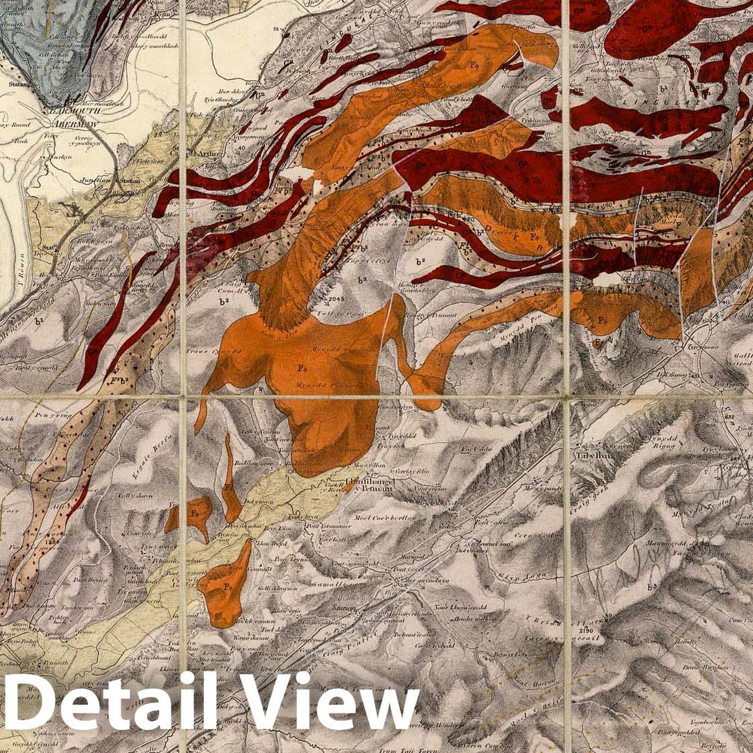 Historic Map : England, Geologic Atlas Map, 59. Barmouth, Machynlleth, NE Quad. 1888 , Vintage Wall Art