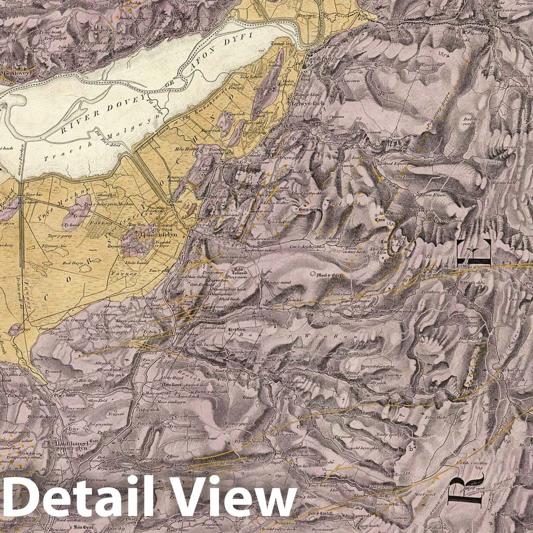 Historic Map : Great Britain, Geologic Atlas Map, 59. Machynlleth, SE Quad. 1848 , Vintage Wall Art