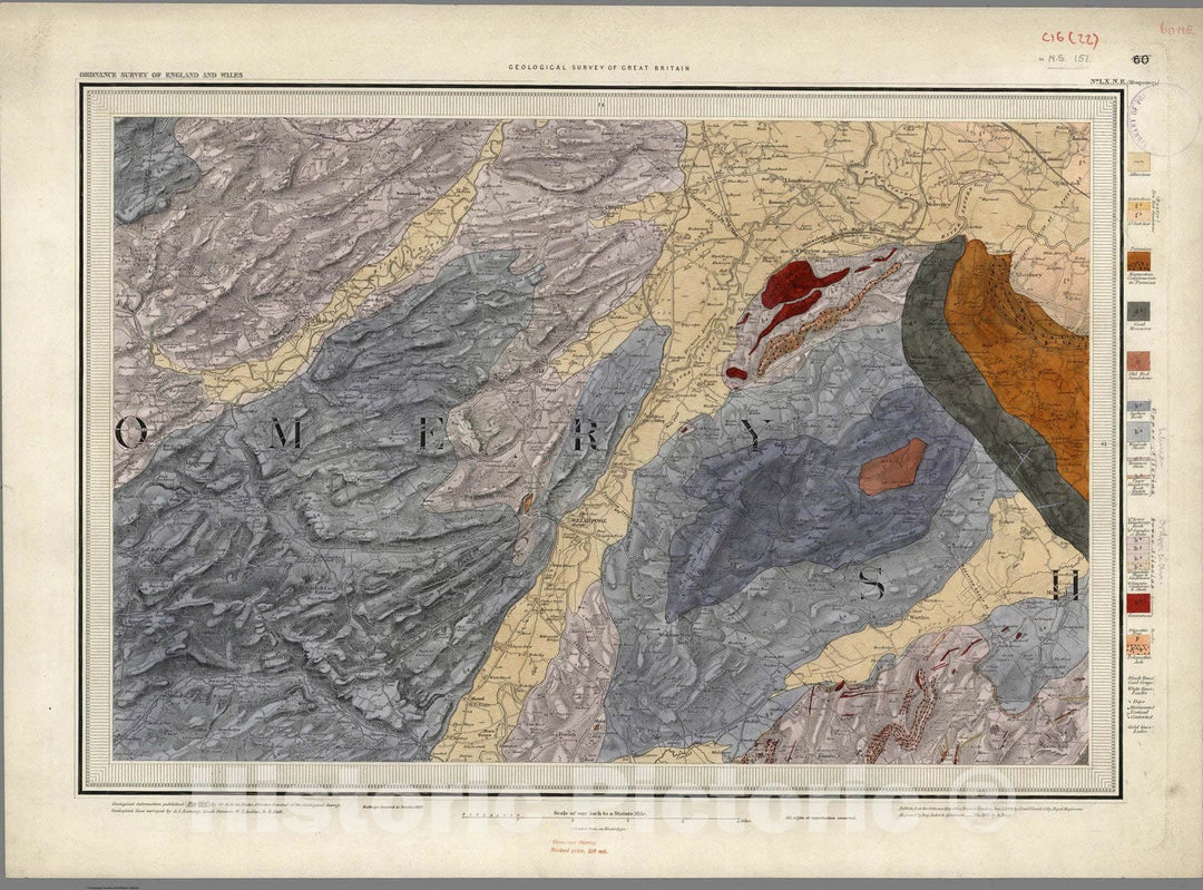 Historic Map : Geologic Atlas Map, 60. Montgomery, NE Quad. 1867 - Vintage Wall Art