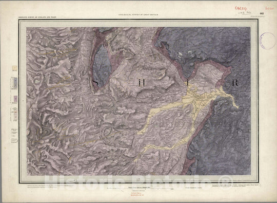 Historic Map : Geologic Atlas Map, 60. Llanidloes, Montgomery, SW Quad. 1850 - Vintage Wall Art