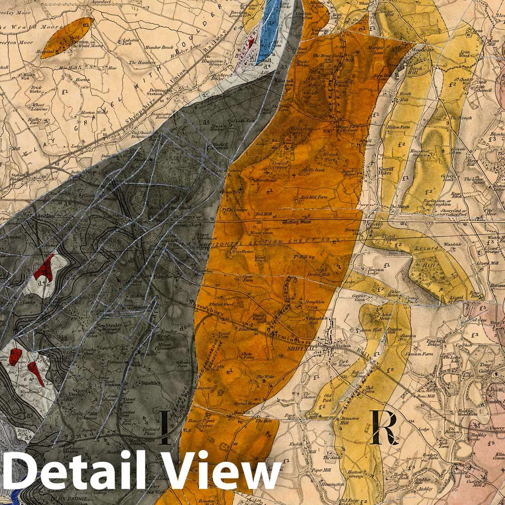 Historic Map : Geologic Atlas Map, 61. Wellington, Shrewsbury, NE Quad. 1855 - Vintage Wall Art