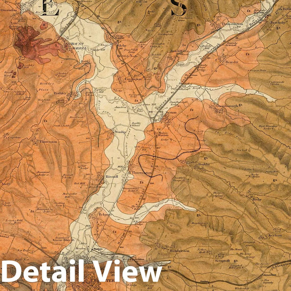 Historic Map : Geologic Atlas Map, 63. Leicester, NE Quad. 1884 - Vintage Wall Art