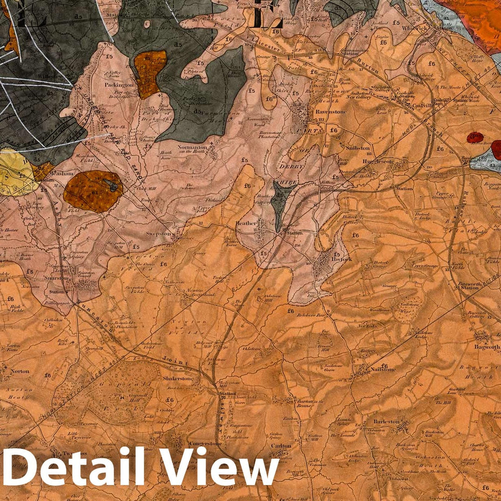 Historic Map : Geologic Atlas Map, 63. Leicester, NW Quad. 1859 - Vintage Wall Art