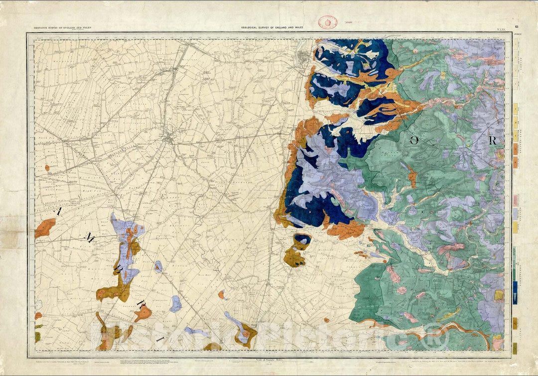 Historic Map : Geologic Atlas Map, 65. Downham. 1886 - Vintage Wall Art