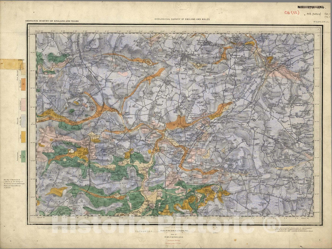 Historic Map : Geologic Atlas Map, 66. Norwich, SW Quad. 1884 - Vintage Wall Art