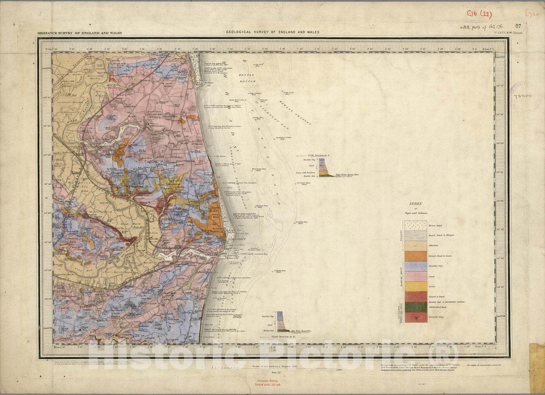 Historic Map : Geologic Atlas Map, 67. Yarmouth, S Quad. 1882 - Vintage Wall Art