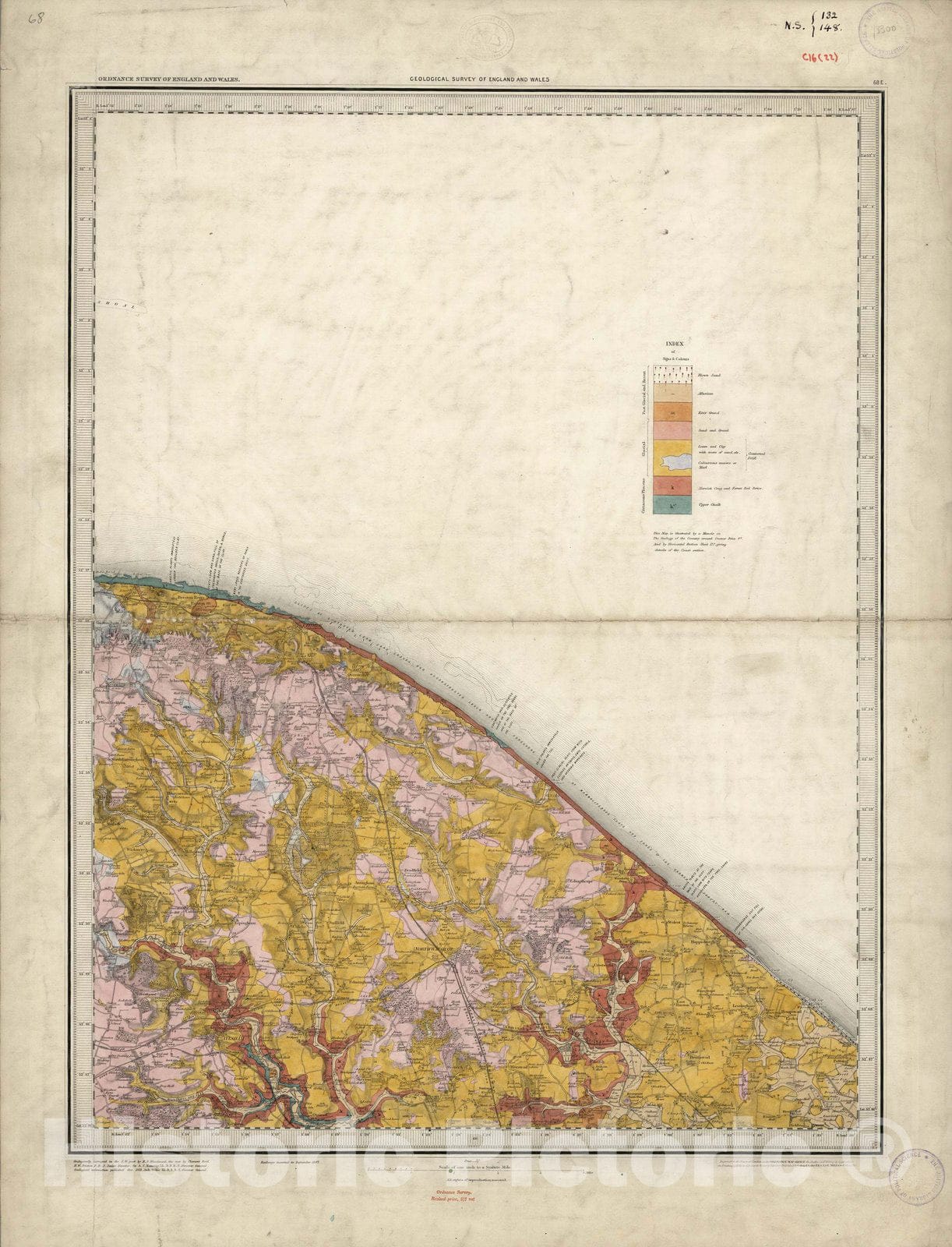 Historic Map : Geologic Atlas Map, 68. Cromer, EE Quad. 1887 - Vintage Wall Art