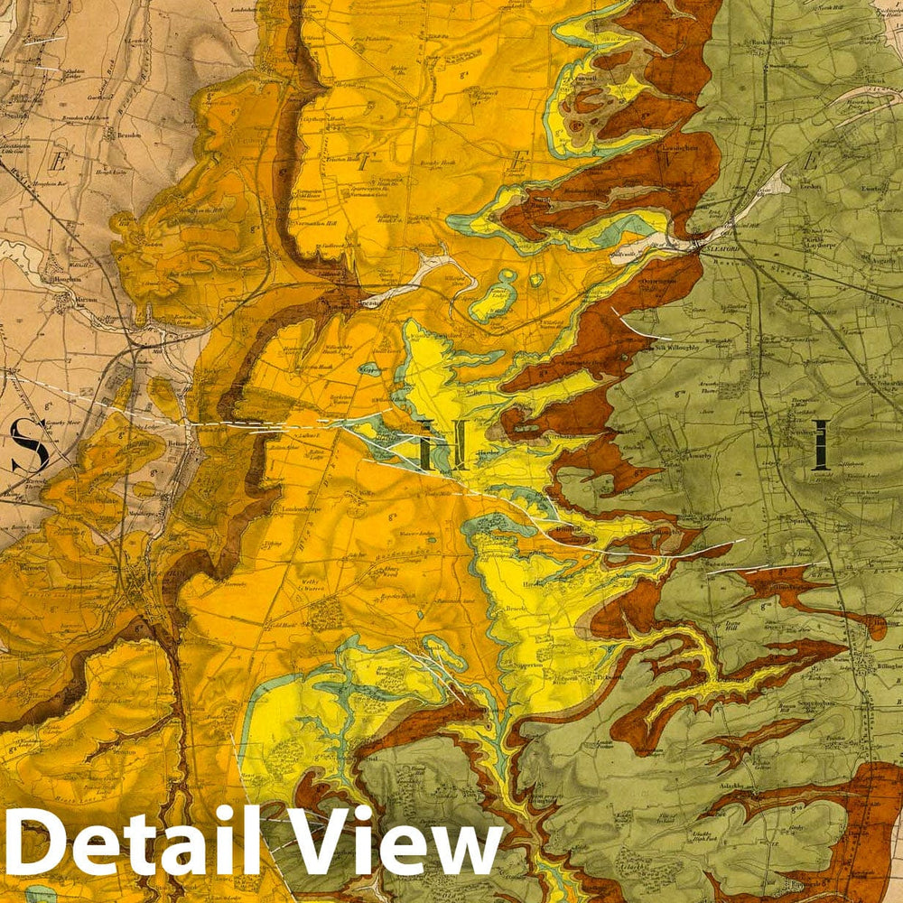 Historic Map : Geologic Atlas Map, 70. Sleaford. 1886 - Vintage Wall Art