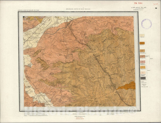 Historic Map : Geologic Atlas Map, 71. Kenworth, Nottingham, SE Quad. 1884 - Vintage Wall Art