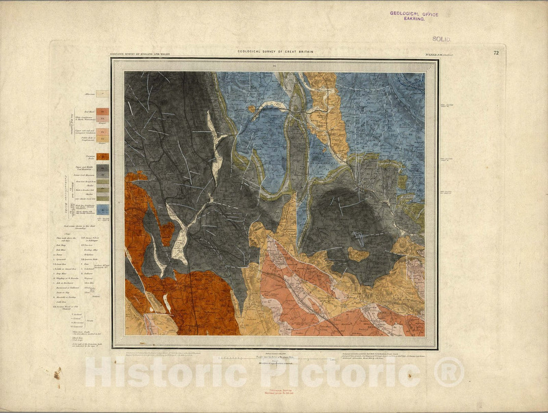 Historic Map : Geologic Atlas Map, 72. Stafford, NW Quad. 1890 - Vintage Wall Art