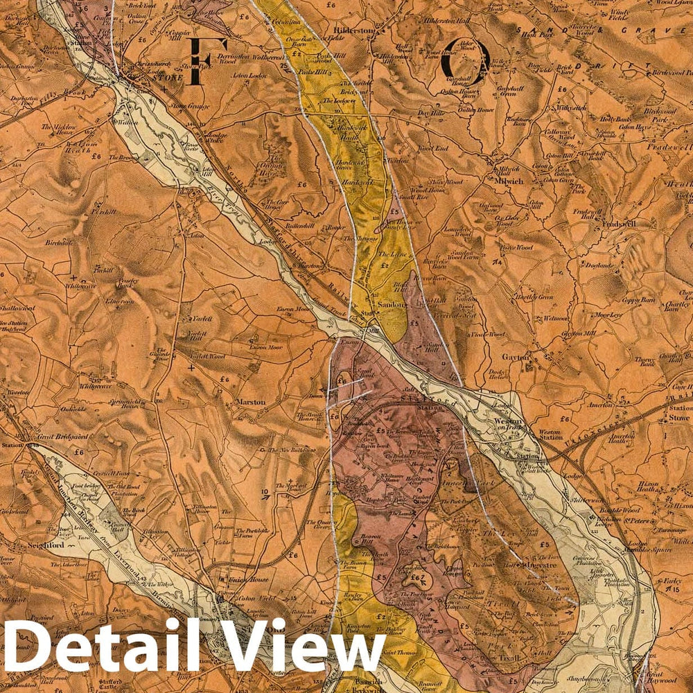 Historic Map : Geologic Atlas Map, 72. Stafford, SW Quad. 1855 - Vintage Wall Art