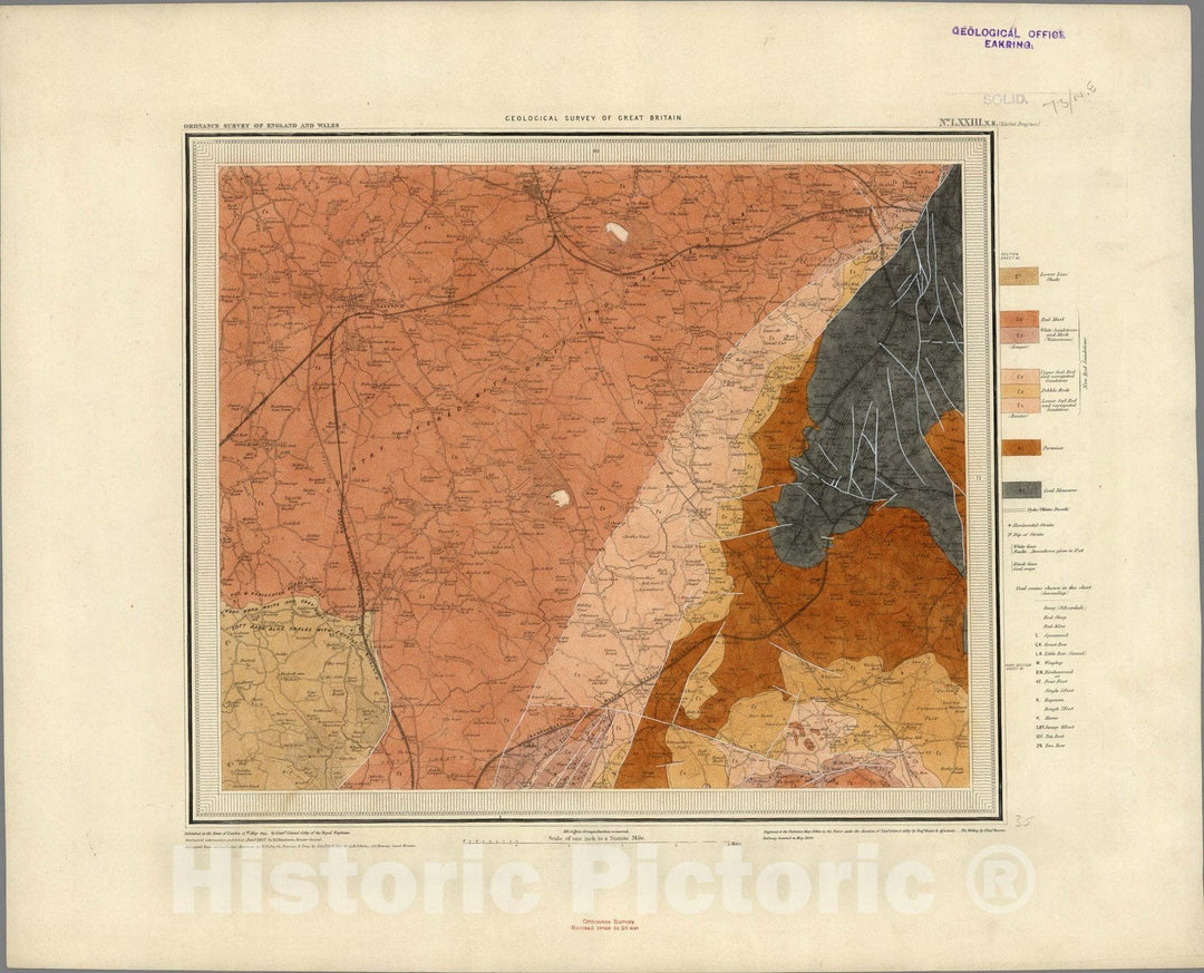 Historic Map : Geologic Atlas Map, 73. Market Drayton, NE Quad. 1890 - Vintage Wall Art