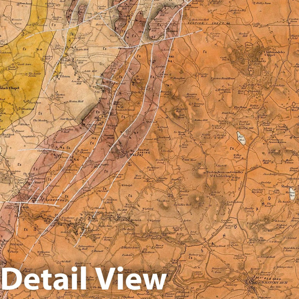 Historic Map : Geologic Atlas Map, 73. Whitchurch, Market Drayton, NW Quad. 1855 - Vintage Wall Art