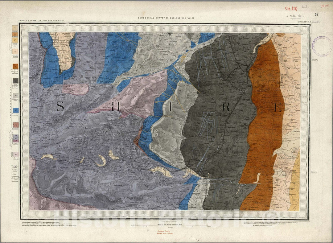 Historic Map : England, Geologic Atlas Map, 74. Llangollen, NE Quad. 1895 , Vintage Wall Art