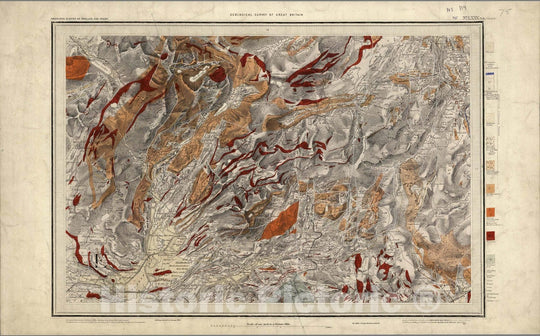 Historic Map : Great Britain, Geologic Atlas Map, 75. Harlech, NE Quad. 1885 , Vintage Wall Art