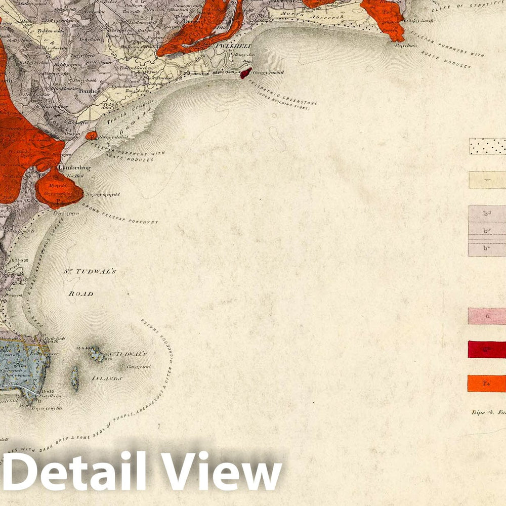 Historic Map : Geologic Atlas Map, 75. Harlech, SW Quad. 1851 - Vintage Wall Art