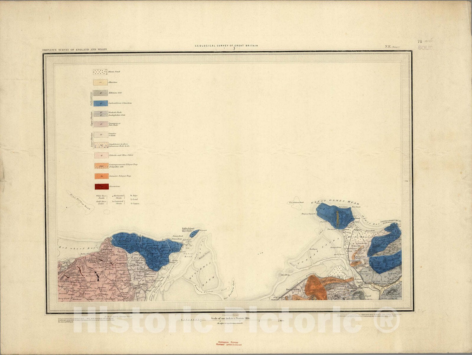 Historic Map : Geologic Atlas Map, 78. Bangor, NE Quad. 1852 - Vintage Wall Art