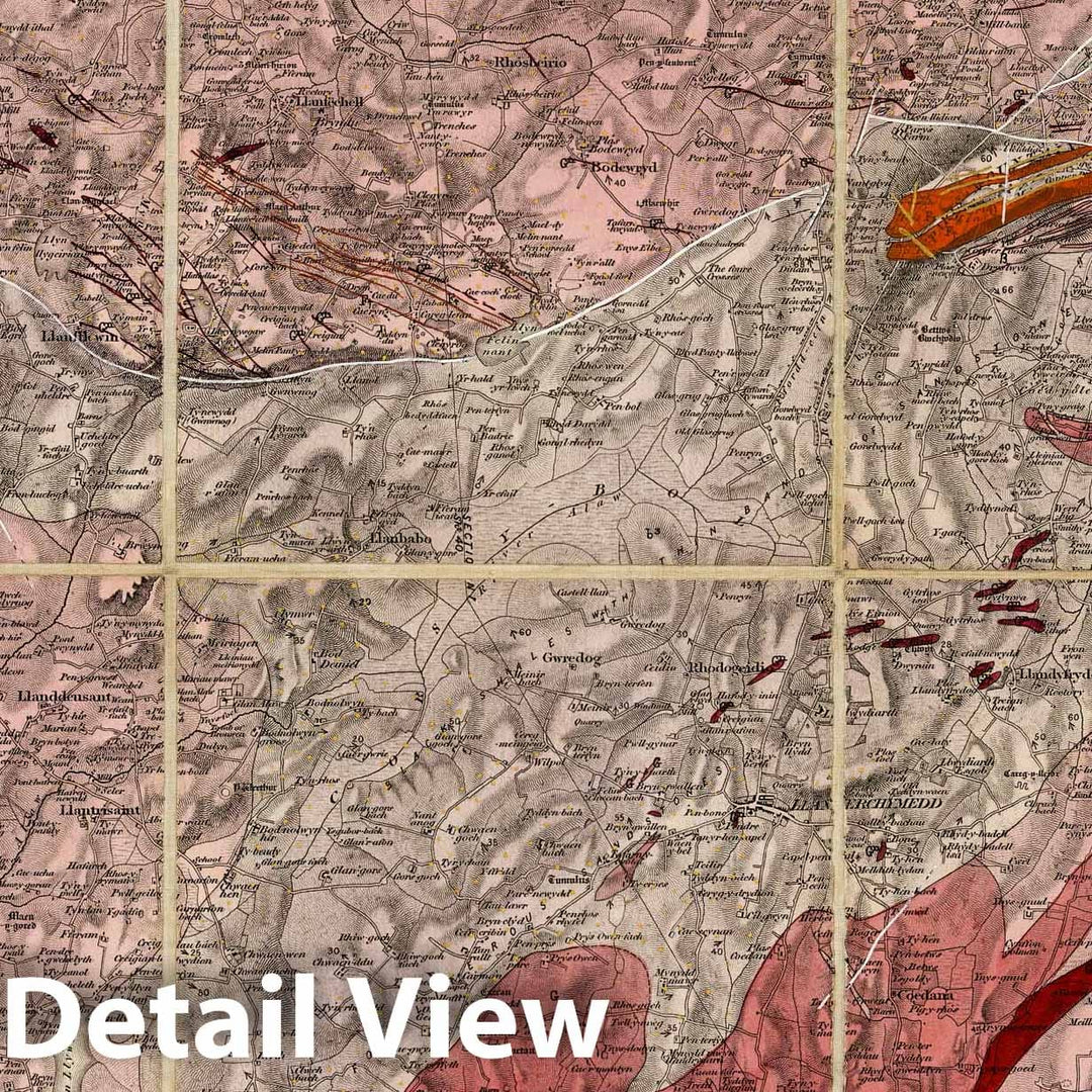 Historic Map : Geologic Atlas Map, 78. N. Anglesey, Bangor, NW Quad. 1852 - Vintage Wall Art