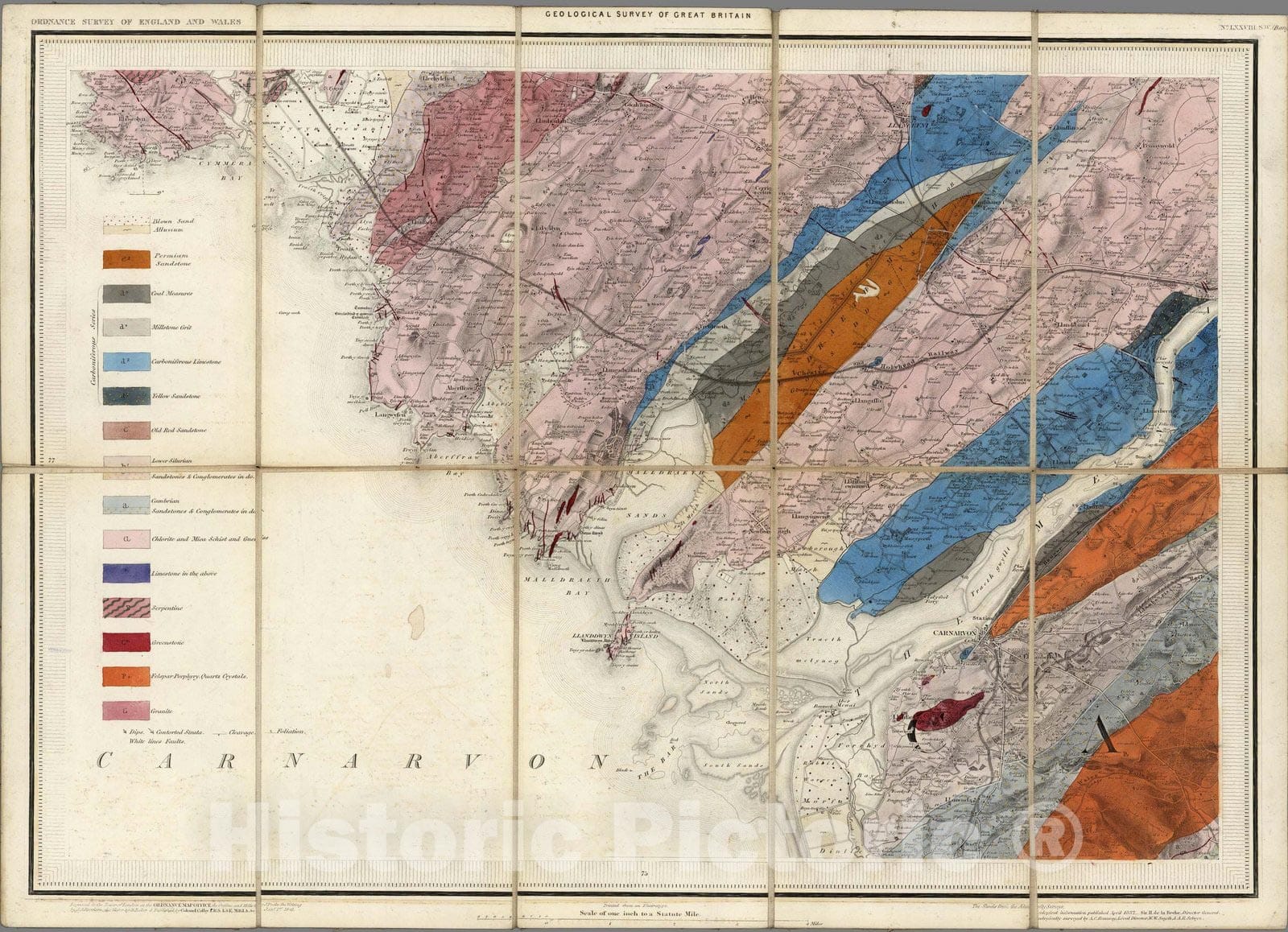 Historic Map : Geologic Atlas Map, 78. Bangor, SW Quad. 1852 - Vintage Wall Art