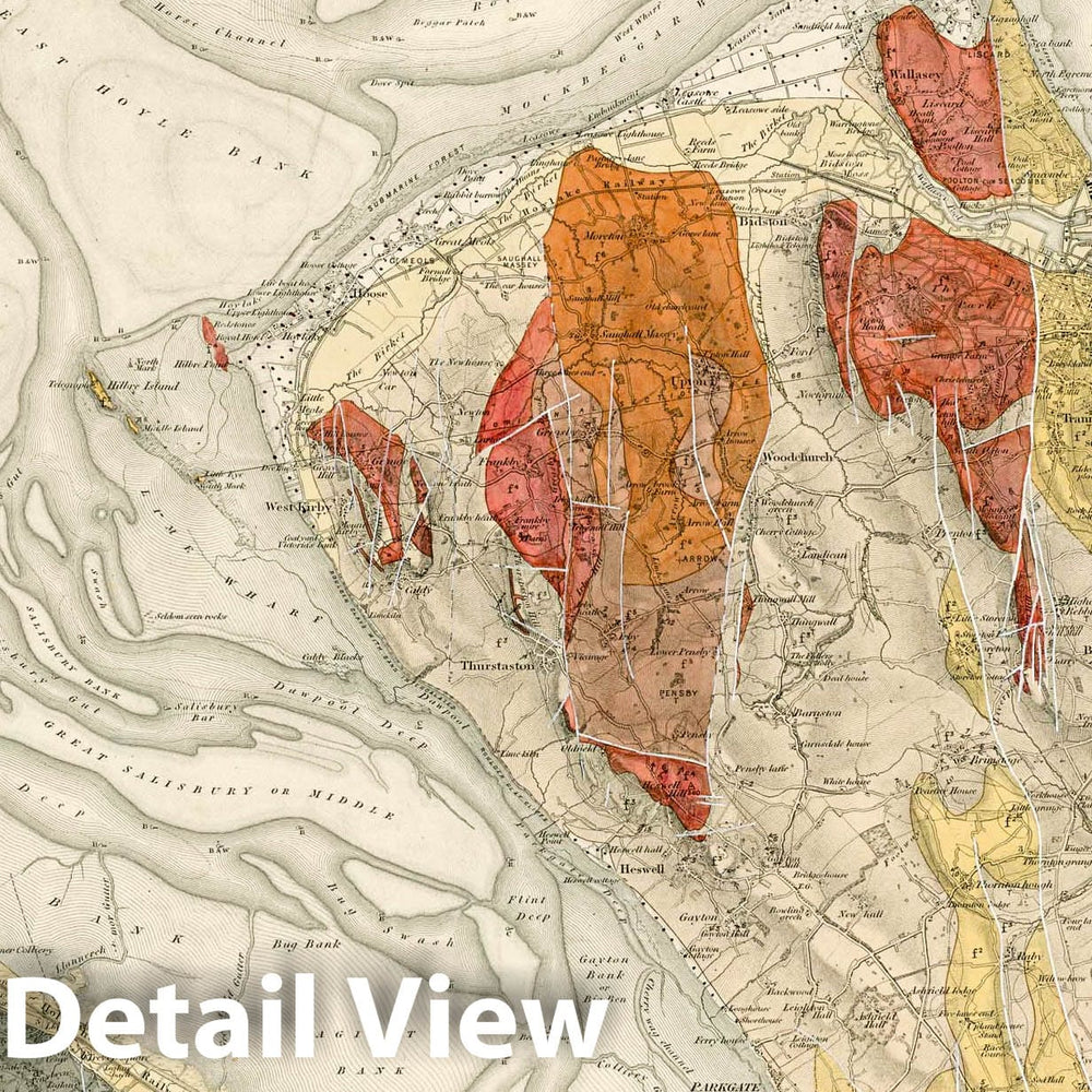 Historic Map : England, Geologic Atlas Map, 79. Denbigh, NE Quad. 1884 , Vintage Wall Art