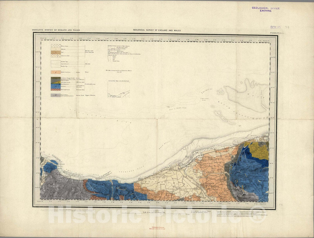 Historic Map : Geologic Atlas Map, 79. Denbigh, NW Quad. 1885 - Vintage Wall Art