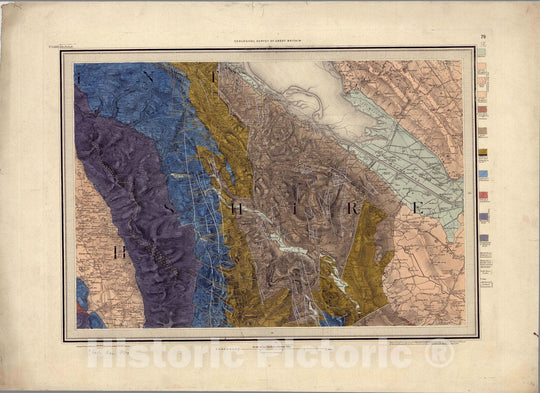 Historic Map : England, Geologic Atlas Map, 79. Denbigh, SE Quad. 1850 , Vintage Wall Art