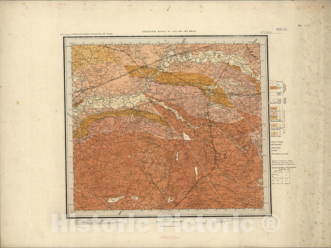 Historic Map : Geologic Atlas Map, 80. Northwich, NE Quad. 1888 - Vintage Wall Art