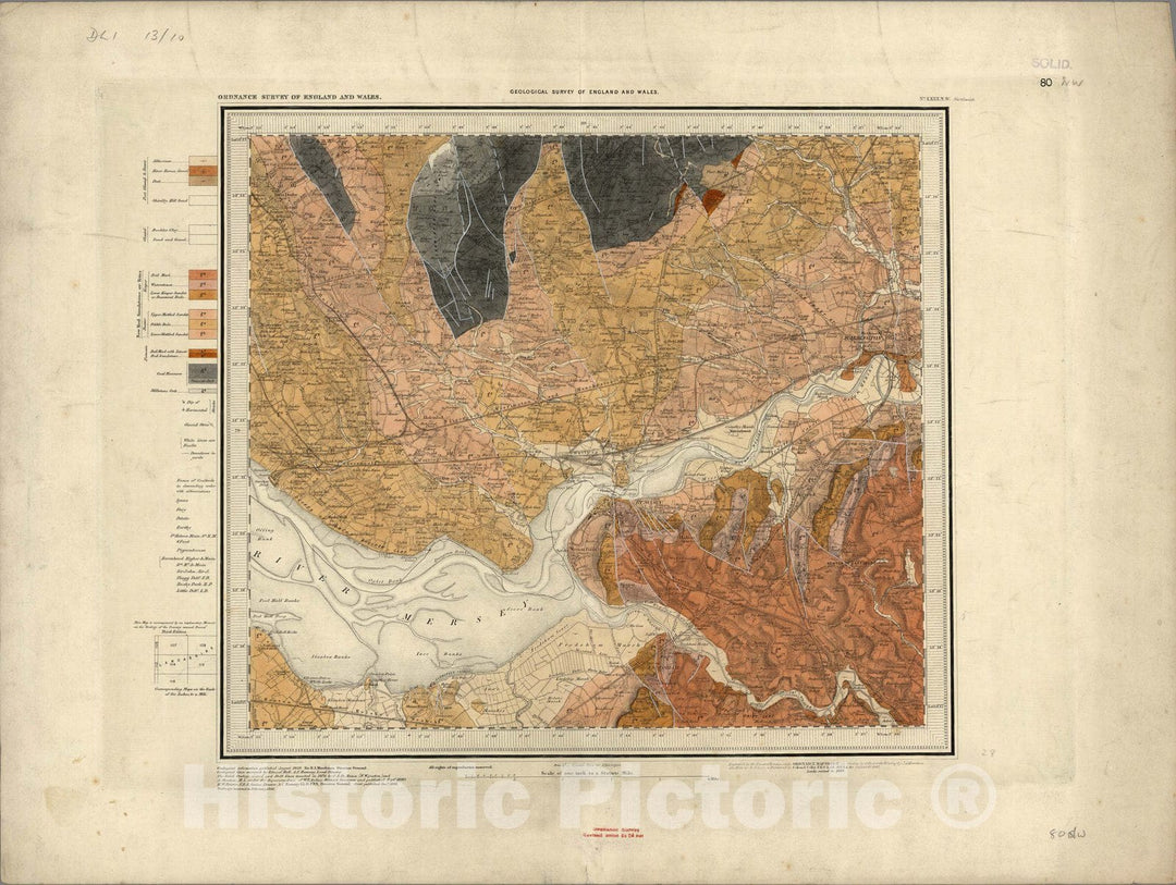 Historic Map : Geologic Atlas Map, 80. Northwich, NW Quad. 1892 - Vintage Wall Art