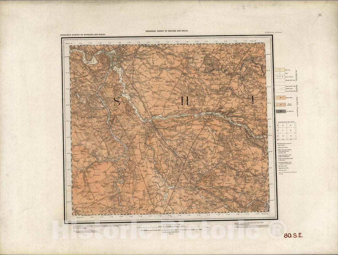 Historic Map : Geologic Atlas Map, 80. Northwich, SE Quad. 1889 - Vintage Wall Art