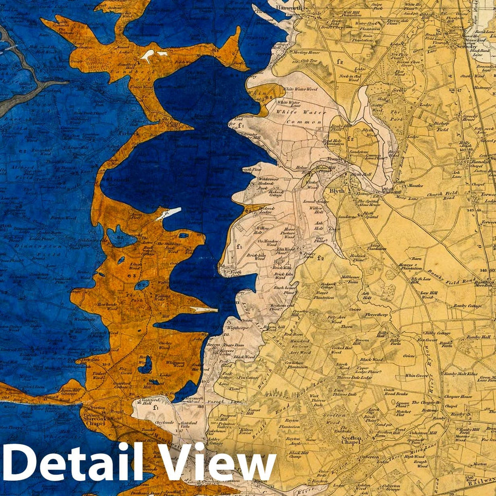 Historic Map : Geologic Atlas Map, 82. Worksop, Chesterfield, NE Quad. 1879 - Vintage Wall Art