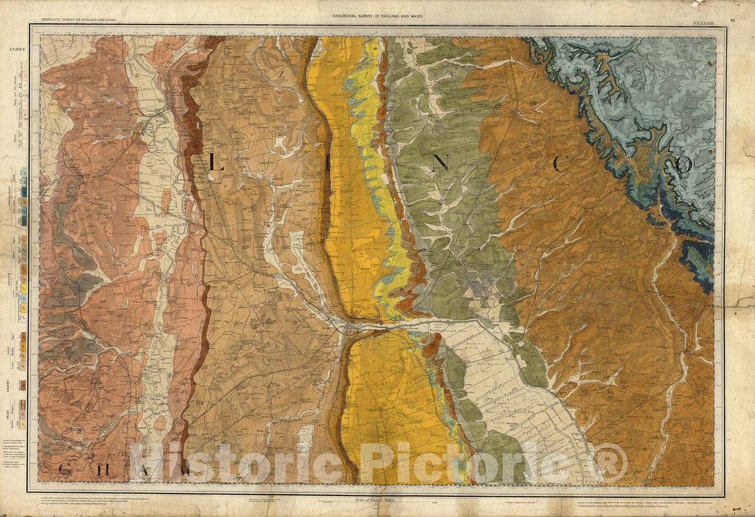 Historic Map : Geologic Atlas Map, 83. Lincoln. 1882 - Vintage Wall Art