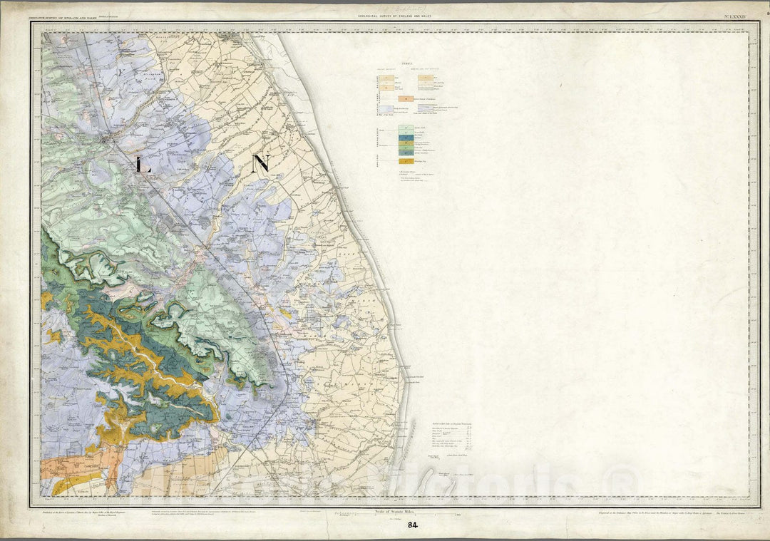 Historic Map : Geologic Atlas Map, 84. Louth. 1884 - Vintage Wall Art