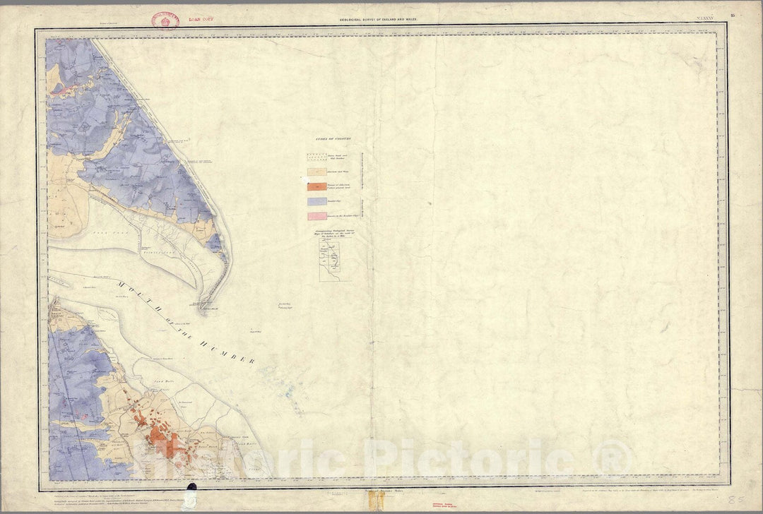 Historic Map : England, Geologic Atlas Map, 85. Patrington. 1883 , Vintage Wall Art