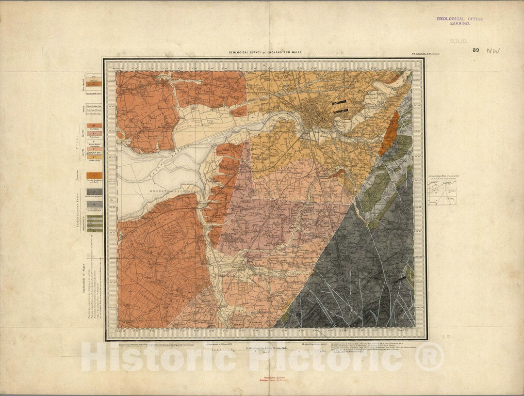 Historic Map : Geologic Atlas Map, 89. Bolton, NW Quad. 1892 - Vintage Wall Art