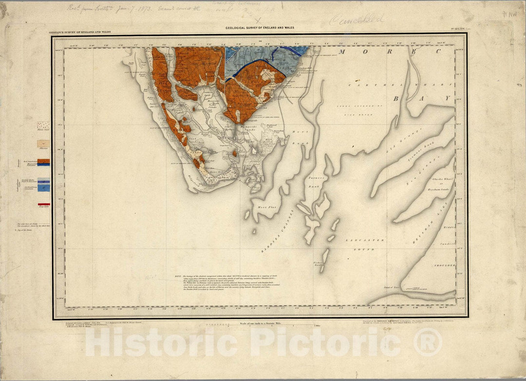 Historic Map : Geologic Atlas Map, 91. Lancaster, NW Quad. 1881 - Vintage Wall Art