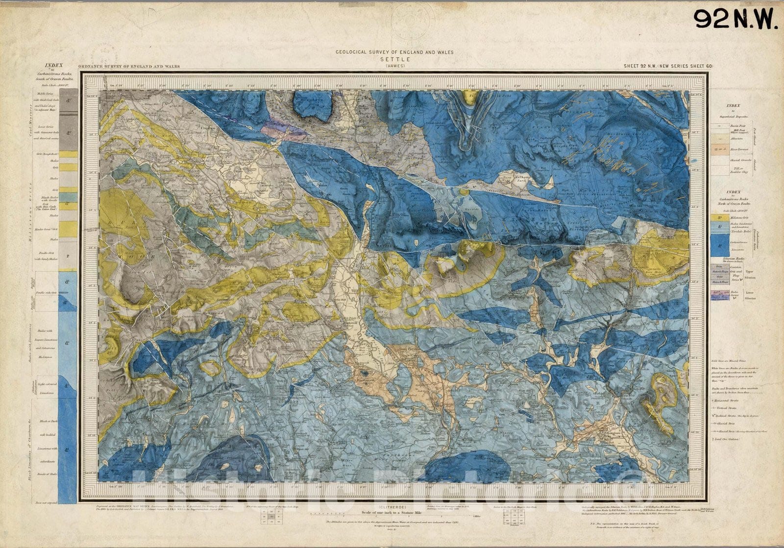 Historic Map : Geologic Atlas Map, 92. Skipton, NW Quad. 1892 - Vintage Wall Art