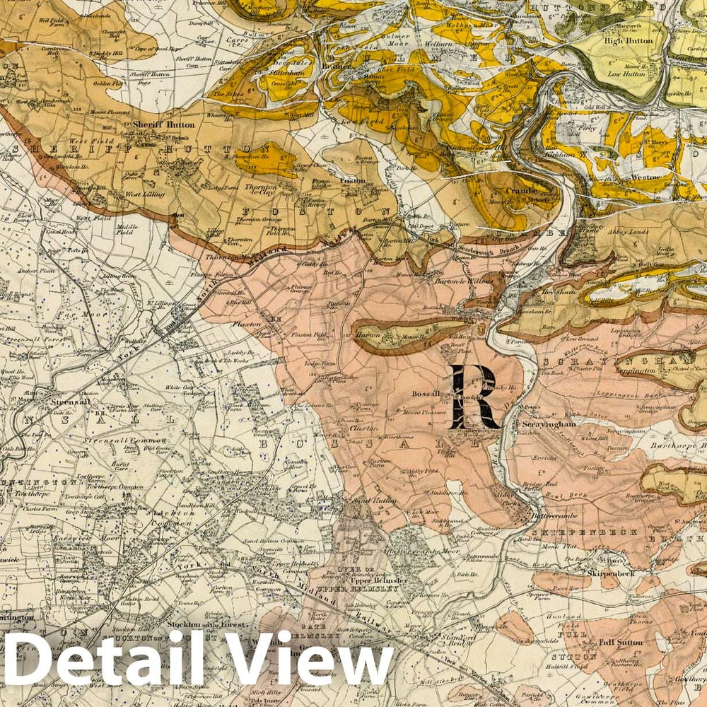 Historic Map : Great Britain, Geologic Atlas Map, 93. York, NE Quad. 1882 , Vintage Wall Art